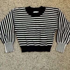 Lush Monochrome Striped Crew Neck Sweater